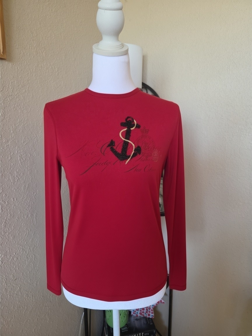 Ralph Lauren Red Long-Sleeve Nautical Anchor Tee